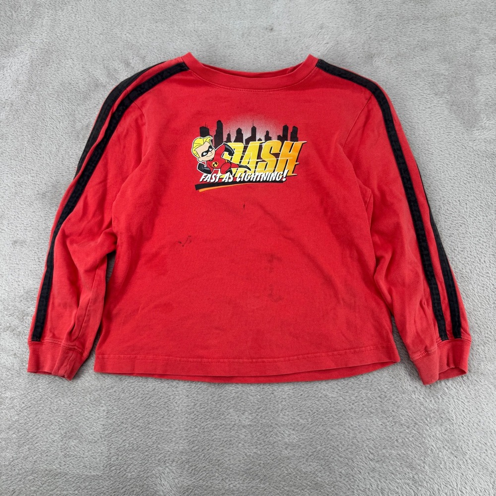 Vintage Disney Boys Dash The Incredibles Shirtβ Size M 7-8 Red Preowned Stains